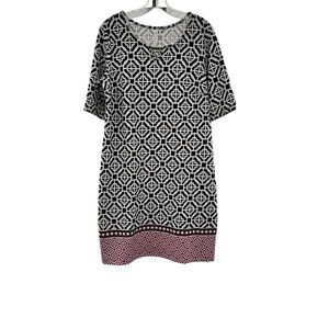 NY Collection Women's Short Sleeve Multicolor Shift Dress Size XL Above Knee